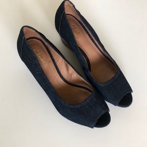Clarks Artisan Peep Toe Wedge Shoes
